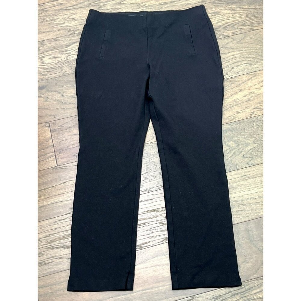 CHICO'S Pull On Ponte Ankle Pants Black Sz 8 EUC